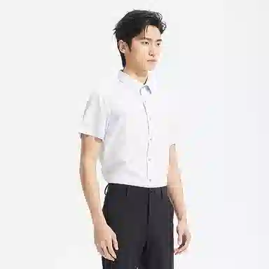 利郎 免烫易打理商务休闲纯色简约百搭莱赛尔夏季短袖衬衫 男款