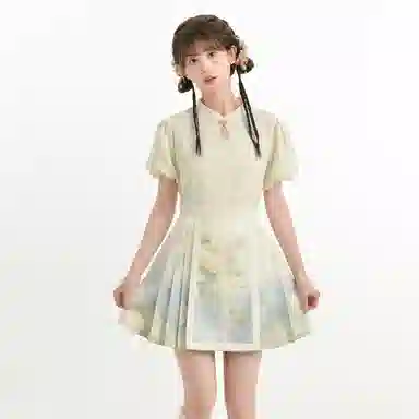 森女部落 原创新中式提花泡泡袖上衣衬衫 女款