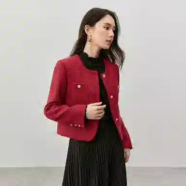 SENTUBILA Elegant Round Neck Short Jacket