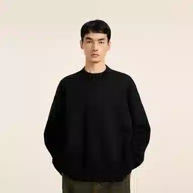 速写 羊毛混纺宽松纯色时尚套头圆领简约优雅毛衣 男款