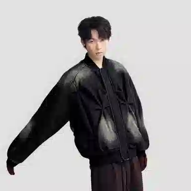 HERBEL Vintage Pleated Down Baseball Jacket Men