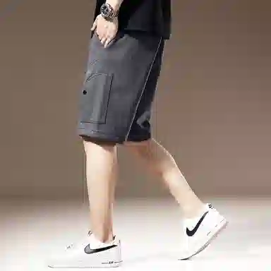 贵色 美式高街重工水洗学院风松弛感设计感针织薄款宽松慵懒风五分中裤子休闲短裤 男女同款