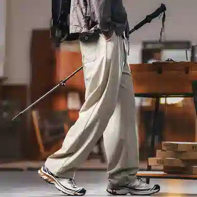 格蓝鹿 户外潮牌多巴胺色系宽松直筒垂感阔腿裤美式复古痞帅薄款速干休闲裤 男女同款