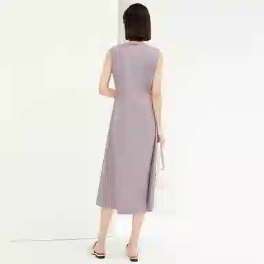 佐丹奴 梭织压褶圆领背心无袖连衣裙 女款