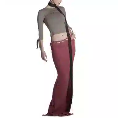 SCULPTOR Sequin Maxi Wool Skirt Fuchsia