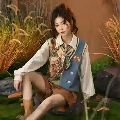 Sen Female Tribe V-Neck Knit Vest Brown