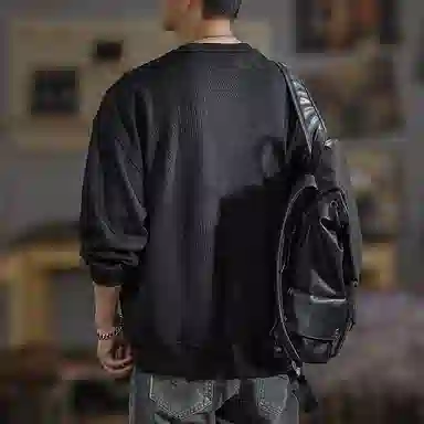 遨宇 美式复古休闲经典极简风圆领上衣潮牌设计感百搭户外卫衣 男款
