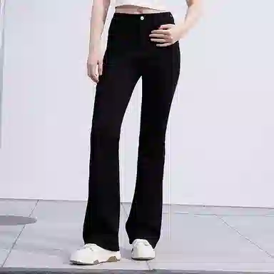 美特斯邦威 复古高腰修身弹力喇叭牛仔裤 女款