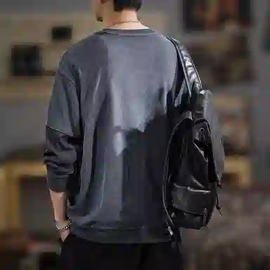 遨宇 美式复古休闲极简风潮流拼接百搭户外长袖上衣服卫衣 男款