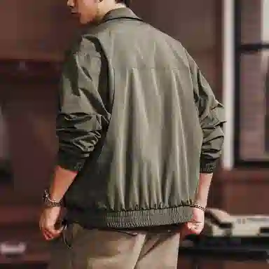 格蓝鹿 美式休闲翻领短款工装风百搭潮牌休闲日系复古外套上衣夹克 男女同款