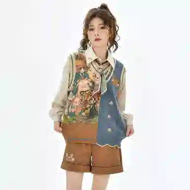 Sen Female Tribe V-Neck Knit Vest Brown