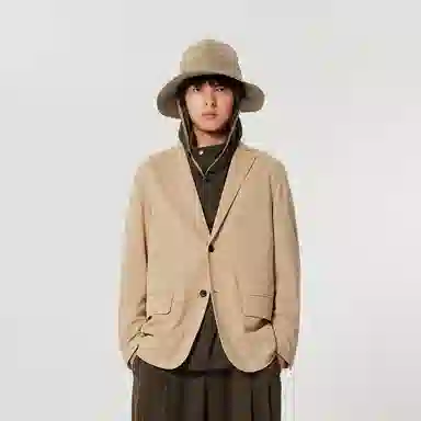 速写 纯色平驳领单排扣西装外套 男款