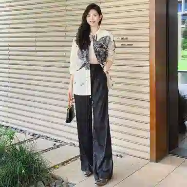 美洋 墨生花 新中式国风提|清新雅致休闲裤 女款 黑色