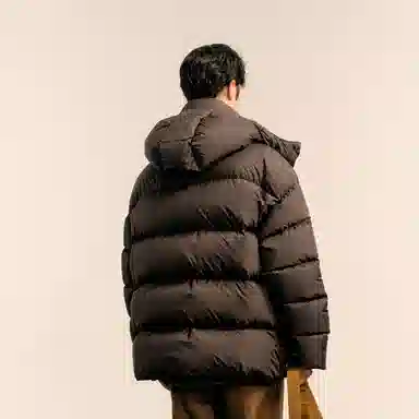 速写 宽松连帽中长款长袖保暖加厚休闲外套舒适羽绒服 男款