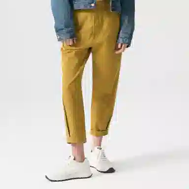 TCH Mid-Rise Zip Casual Pants Yellow