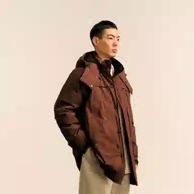 速写 宽松连帽保暖派克中长款羽绒服 男款