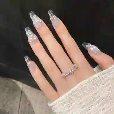 凡泽 蝶梦蓝海春夏 冰透立体蝴蝶  穿戴甲 中梯蓝色渐变 纯欲