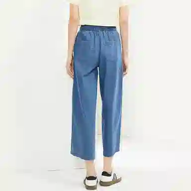 佐丹奴 纯棉薄松紧腰阔腿牛仔裤 女款