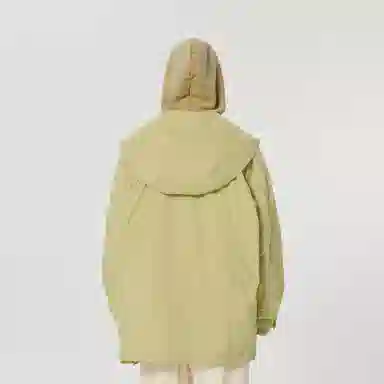 速写 纯色宽松长袖连帽拉链棉服 男女同款