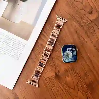 老佳 苹果适用 手表表带 金属 树脂材质 时尚树脂拼接金属表带男女通用