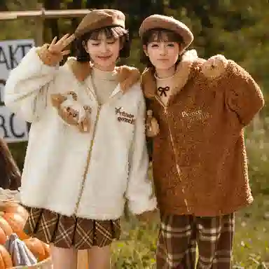 森女部落 羚羊公主原创可爱小羊软糯萌趣立体玩偶保暖卫衣 女款 米白色