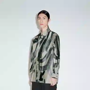 速写 城市实验室 满印嘻哈艺术长袖情侣衬衫 男女同款