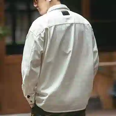 格蓝鹿 耐磨做旧休闲纯棉松弛感美式英伦风复古长袖衬衫 男女同款