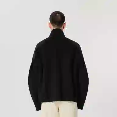 速写 纯色立领拉链毛呢夹克外套 男女同款