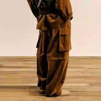 速写 灯芯绒多口袋工装宽松休闲裤 男款