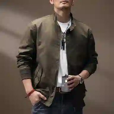 贵色 美式复古硬汉纯色百搭立领休闲潮牌牛仔外套 男女同款