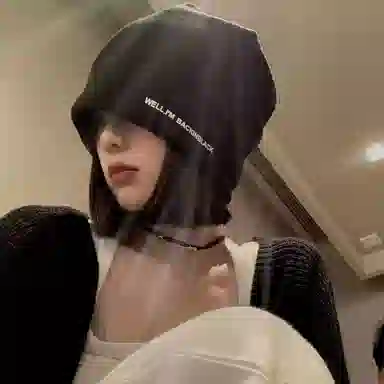 恩僾德 黑色堆堆帽女秋冬季大头围显脸小包头针织小众高百搭颜值冷帽产后产妇月子潮 聚酯纤维 帽子 男女同款情侣款