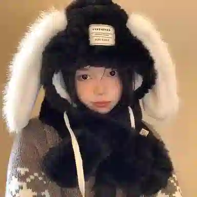 恩僾德 高颜值小众保暖护耳加厚显脸小 聚酯纤维 帽子 男女同款情侣款