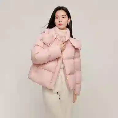 茵曼 休闲简约连帽面包羽绒服 女款