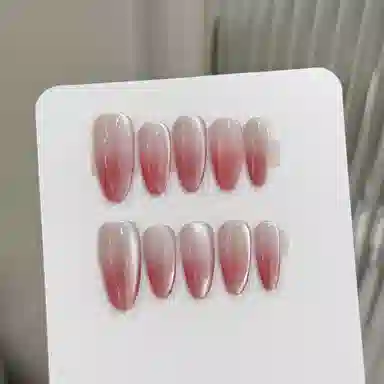 凡泽 浆果侧光猫眼腮红简约手工光疗  穿戴甲 椭圆梅子色渐变 纯欲