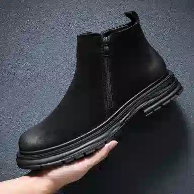 百伦韩 二层牛皮 复古英伦 短筒 马丁靴 男款