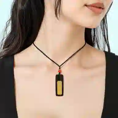 大唐国鼎 好运连连无事牌 新中式复古国潮小众平安方牌精致日常吊坠可调节编织绳链 好运 紫檀属 项链 男女同款情侣款