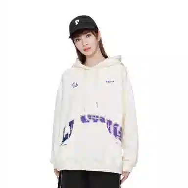 中国李宁 重燃系列 字母连帽舒适透气百搭运动卫衣 男女同款 米白色