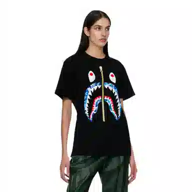 A BATHING APE Shark Camo Zip T-Shirt