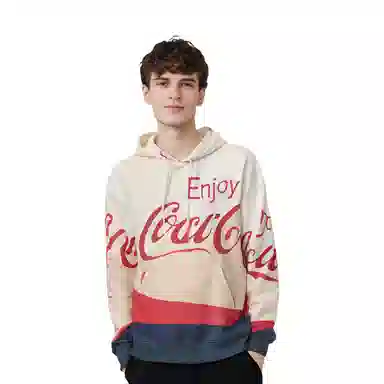 KITH x Coca Cola Mountains Logo Hoodie Beige