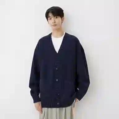 Anta Lifestyle V-Neck Knit Cardigan Midnight Blue