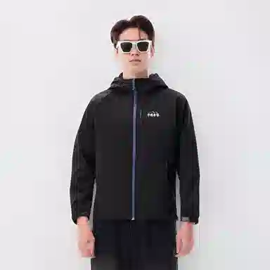 中国李宁 纯色拉链连帽加绒保暖宽松夹克外套 男女同款 黑色