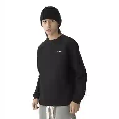 李宁 训练系列 休闲运动健身套头长袖卫衣 男款 黑色