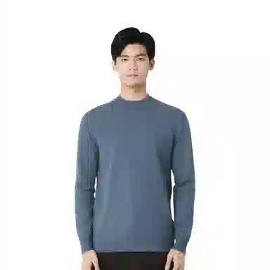 恒源祥 纯色半高领纯羊毛针织衫毛衣 男款