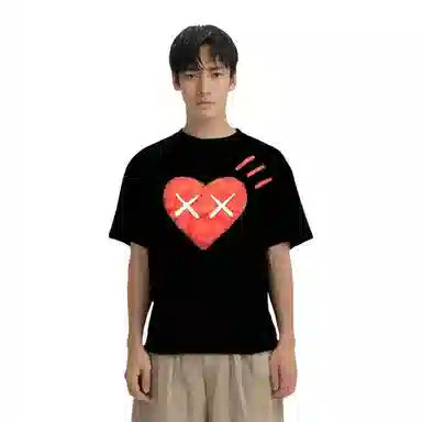 HUMAN MADE x KAWS Heart Print T-Shirt Black