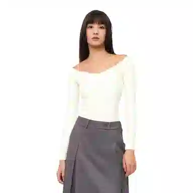 SKIMS SOFT LOUNGE OFF THE SHOULDER TOP T MARBLE