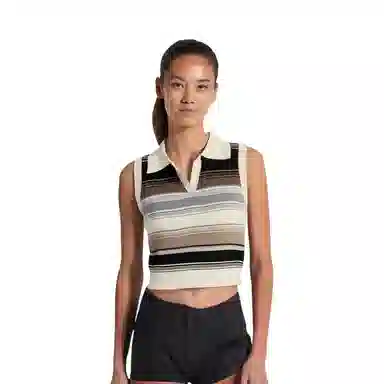 星期六 翻领条纹套头简约百搭针织衫 女款