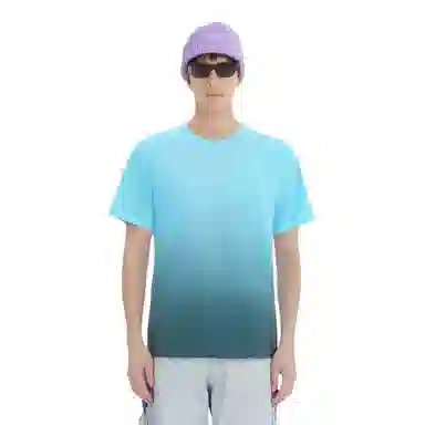 玉儿恋 轻薄速干运动弹力渐变直筒合身短袖健身衣 男款