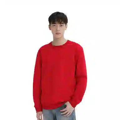 玉儿恋 纯色休闲运动宽松圆领落肩宽松长袖卫衣 男款