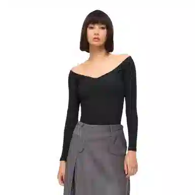 SKIMS SOFT LOUNGE OFF THE SHOULDER TOP T ONYX