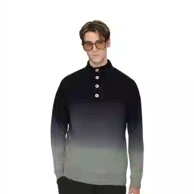 玉儿恋 渐变立领加绒加厚韩版时尚宽松针织打底卫衣 男款